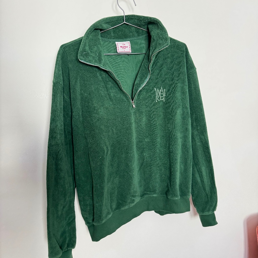 Waikei green velour 1/4 zip